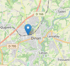 Un extrait de carte montrant Dinan et ses environs